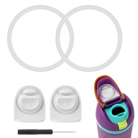 BOXOB 2pcs Bottle Seal Ring & 2pcs Replacement Stopper for Owala FreeSip 24oz 32oz, BPA-Free Silicone O Ring Water Bottle Top Rubber Lid Parts for Owala 16/19/24/32/40oz Gasket Plug Accessories(White)