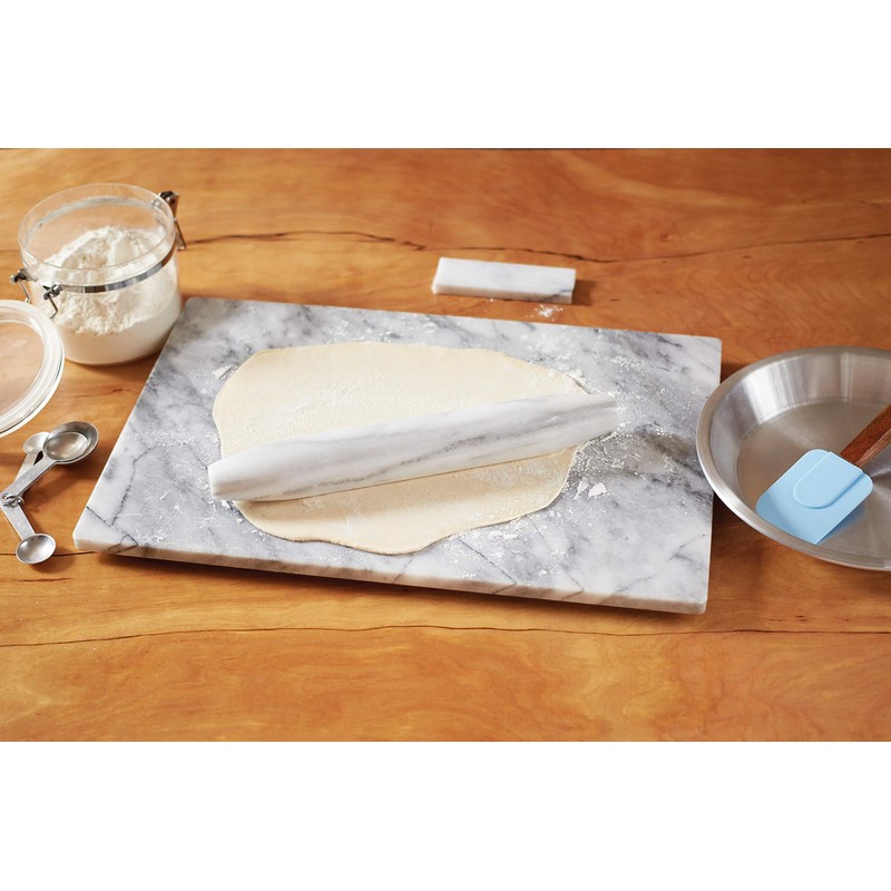 Fox Run Marble French Rolling Pin and Base, 2 x