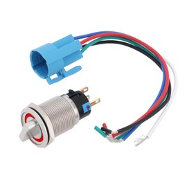 Be In Your Mind 19mm 5 Pin 12V~24V Rotary Switch 2 Position with Red LED Light Latch Selector SPDT 1NO 1NC