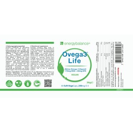 Ovega3 life DHA + EPA Algenöl 250mg, 60 Vegecaps