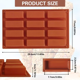 3 Stk Silikonform Müsliriegel, 12 Löcher Müsliriegel Energieriegel Backform, Schokoriegel Form, Schokoladenform Tief, Antihaft, Rechteckige Silikon Form für Muffins, Brot, Kuchen, Seife, Eiswürfel