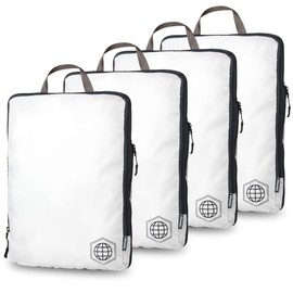 Extra Large Compression Packing Cube Luggage Organizers 4 Piece Set-Ultralight, Expandable/Compression Bags for Clothes by TRIPPED Travel Gear (White 4 Piece)