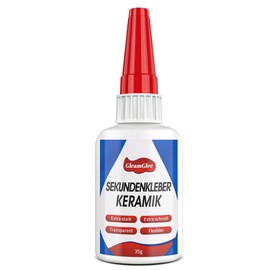 GleamGlee Sekundenkleber fr Keramik & Porzellan 35g, Extra stark Keramikkleber, Wasserfester und splmaschinenfest & hitzebest?ndiger & transparent Porzellankleber mit Anti-Verstopfungskappe - Reparatur Kleber