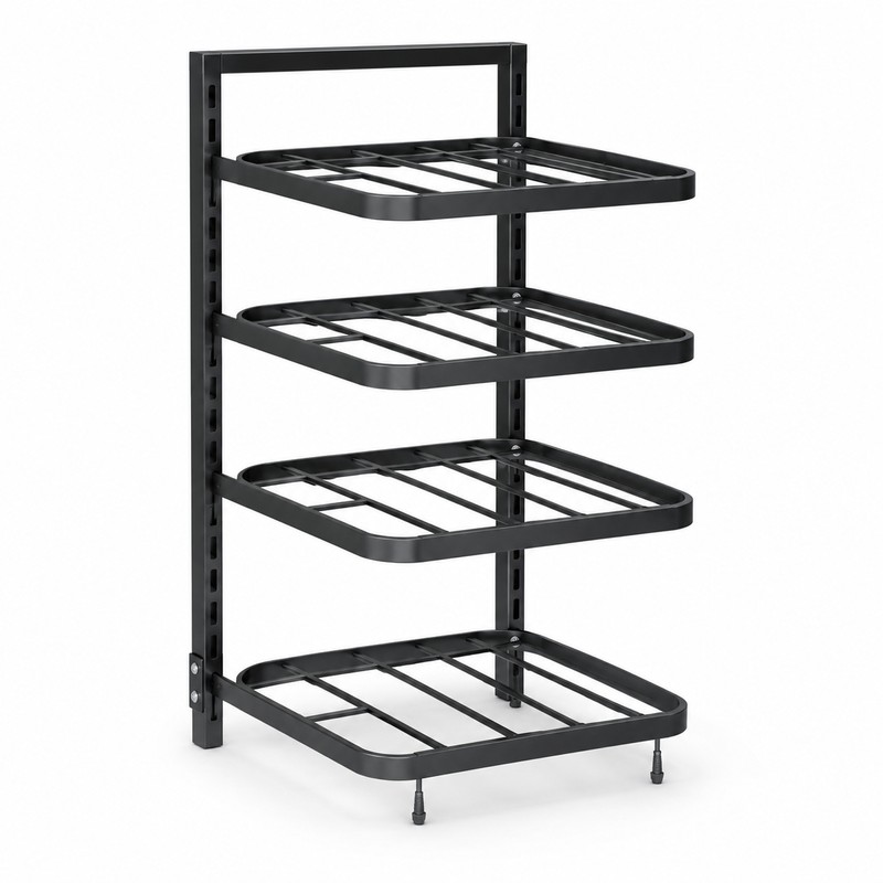 4-Tier Adjustable Pot Rack Organizer – Metal Kitchen Cabinet Shelf