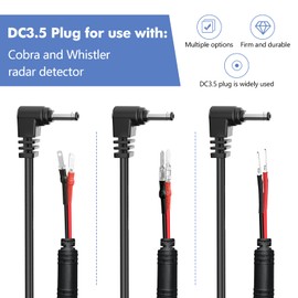 Radar Detector Hardwire Power Cord, Rearview Mirror Plug Cable, with Inline Fuse Holder,Suitable for Uniden Escort Beltronics Valentine One Cobra Whistler Radar Detector,3-Piece Set,17.7'' (DC3.5)