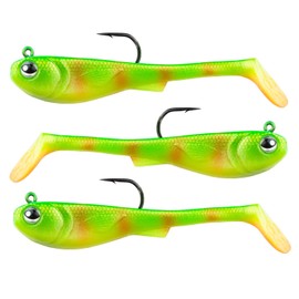 FISHN® GRUMPYbaby Rubberfish Set - Weight: 13g, Length: 11cm - Extreme swimming action, fishing lures for pike fishing, Softbait, Swimbait, high fishing power (3 pieces) (GRUMPYbaby Green)