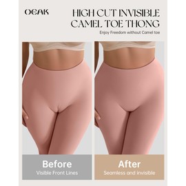 OEAK Seamless Thongs for Women Invisible Thongs No Show Thong Panty Liners Tangas Comfortable Workout G-Strings Underwear Black XL