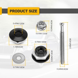 2Pack Vehicle Hood Pins, Aluminum Alloy Surround Buckle Button, Universal for Car Quick Release Latch Hood Clip, 1.18In Mini Bumper Lock Latch (Silver)
