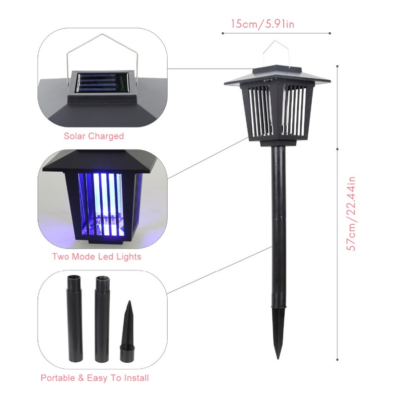 Solar Power LED Mosquito Killer Lamp Outdoor Garden Yard Lawn