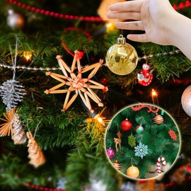 400pcs Gold Silver Red Green Ornament Hanger String,Christmas Ornaments Hook Precut Ropes with Snap Fasteners,Polyester Ornament Wire for Xmas Tree Holiday Party Hanging Decoration