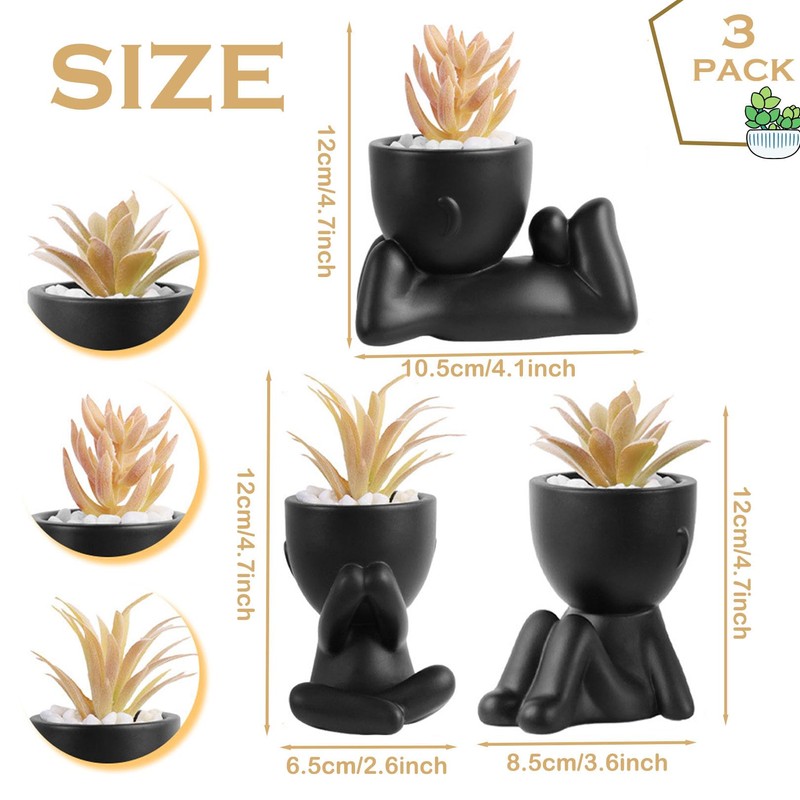 EMINGSKY 3 Pack Fake Plants Succulents Plants Artificial for Women,Office