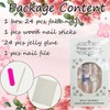 24Pcs French Tip Press on Nails Medium Flower Fake Nails