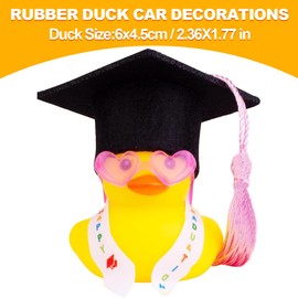 NHQZ Funny Academic Rubber Duck with Diploma, Mini Graduation Duck Car Dashboard Decoration with Graduation Hat Sash Glasses Sash, Gift for Exams Graduation, Style A, 1 Piece, bronze