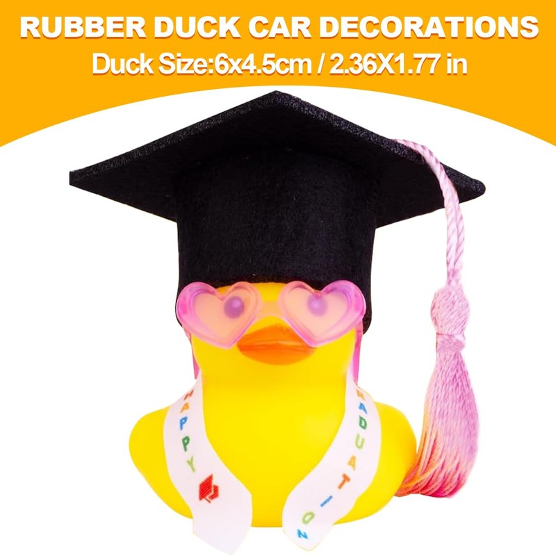 NHQZ Funny Academic Rubber Duck with Diploma, Mini Graduation Duck