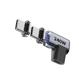 Tciogrxp 240W 90 Degree Magnetic USB C Adapter with 4 Connector Tips USB-C Adapter, Magnetic USB C Extender, USB4 40Gbps 8K 60Hz Compatible with Thunderbolt 3/4 MacBook Pro/Air 1adapters, 2 Plugs