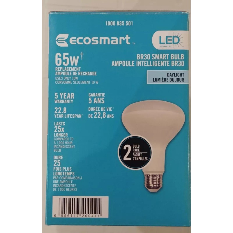 Eco-Smart Ecosmart Connected 65W Equivalent Daylight (5000K) BR30 Dimmable LED