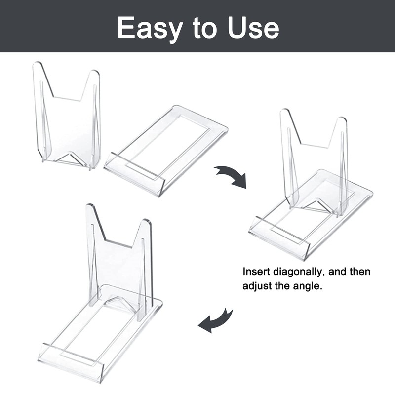 WANDIC Acrylic Plate Stands, 10 Pcs Mini Clear Plastic Display