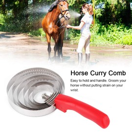Horse Brush, Six Circle Steel Brush Horse Scraper Livestock Itching Brush with Soft Hand Grip