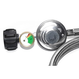 DOZYANT 5 Feet Propane Regulator Hose Replacement with Propane Tank Gauge, Stainless Steel Braided Hose for Burner Stove, Gas Water Heater, Forced Air Heater, Smoker, Burner