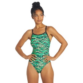 Sporti New Waves Thin Strap One Piece Swimsuit - Green - 38