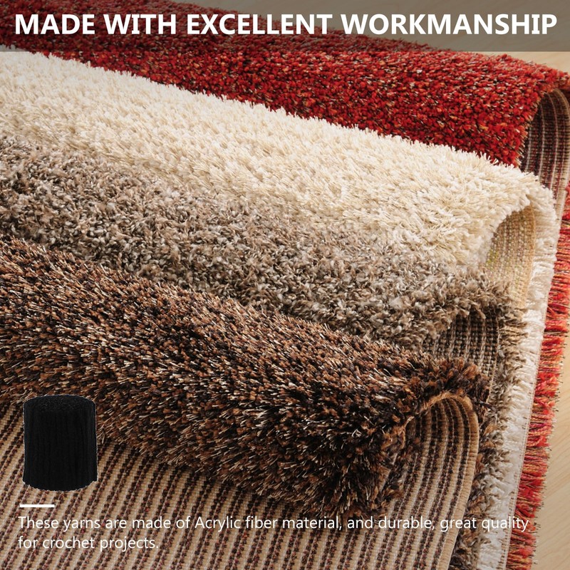 TEHAUX 10 Rolls Latch Hook Rug Yarn, Black Yarn Bundles,