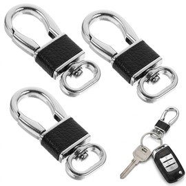 SUPVOX Metal Carabiner Keychain 4pcs PU Leather Key Ring Holder Lightweight Compact Bag Belt Keychain for Men