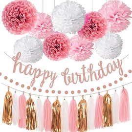 EKSMA 26PCS Rose Gold Birthday Decorations - Complete Birthday Decor Set to Enhance Your Celebrations!