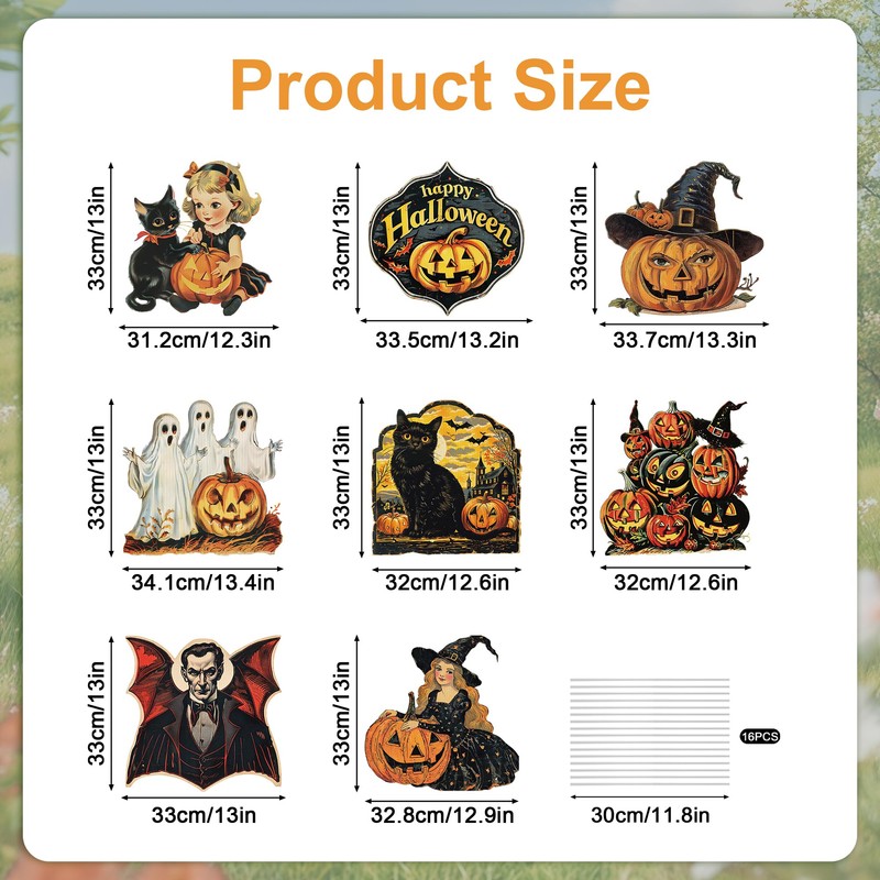 8 Pcs Vintage Halloween Yard Signs with Stakes