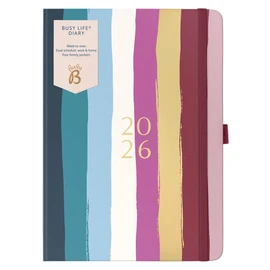 Busy B - Busy Life A5 Weekly Planner Journal 2026 - Appointment Calendar for Students, Teachers, Work and More with Two Schedules, Annual Calendar, Pen Loop & Elastic Closure Strap - Multi Stripes