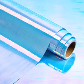 WRAPAHOLIC Light Blue Wrapping Paper - Mini Roll - 17 inch x 16.5 feet - Holographic Iridescent Wrapping Paper for Birthday, Wedding, Baby Shower, Bridal Shower