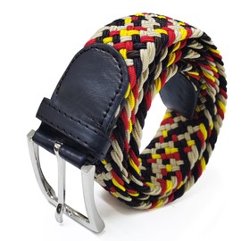 Gloop Unisex Elastic Fabric Belt Braided Stretch Belt Stretchy Belt for Men and Women Total Length, Brown Cream