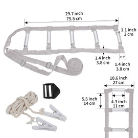 ZUEXT Bed Ladder Assist 160 inch Grey Pull Up Assist Device w/ 5 Handles Grips, Adjustable Rope Ladder Straps, Sit Up Handle Helper for Elderly Seniors Adults Pregnant Injury Handicapped Patients