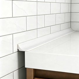 Shower Threshold Water Dam, Barrier Strip, Silicone Water-Blocking Self-Adhesive Sealant Strip for Countertop, Sink, Bathtub, Wet Room Floor(White 2 Meters)