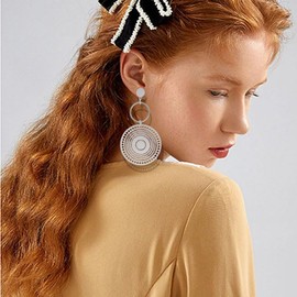 Bohemia Earrings for Women Simple Gold Bohemian Round Drop Dangle Earrings Geometric Statement Earring Minimalism Jewelry Gifts (Silver)