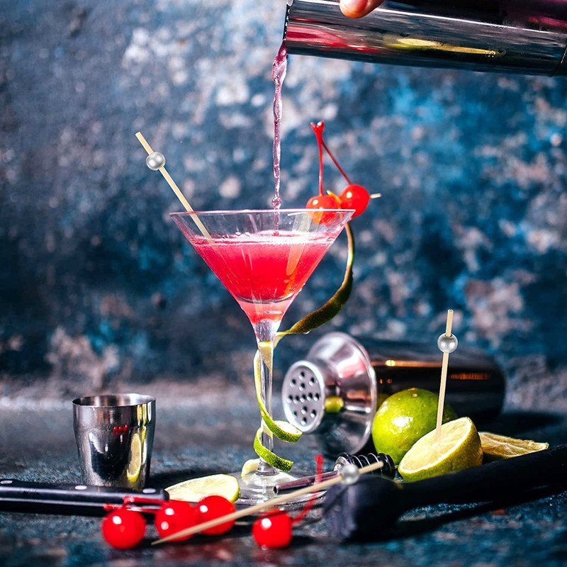 Cocktail Sticks Swizzle Picks, 200PCS Bamboo Cocktail Picks toothpicick with