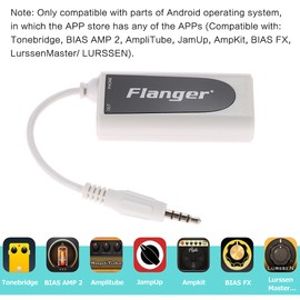 Flanger FC-21 Guitar Connector Converter Electric Guitar Bass to Mobile Phone Tablet Adapter Compatible with iOS Phones Tablets Android Smartphone Tablet with 3.5mm Audio Plug