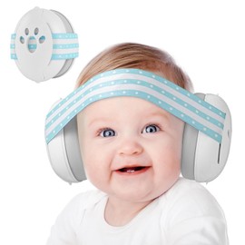 Yoofoss Ear Protection Baby 0-36 Months - Noise Protection Headphones (25 dB NRR) for Aircraft & Sports Events - CE - Adjustable Anti-Slip Headband, Soft Earmuffs (Blue)
