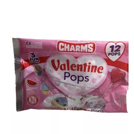 Charms 3 Flavors. Classroom Friendly 12 Valentine Pops. Glutten/Peanut Free.4.23 0z.