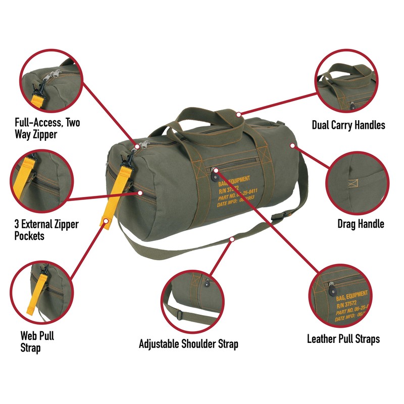 Rothco Canvas Equipment Duffle Bag – Travel & Gym Bag