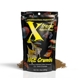 Xtreme Nice Crumbles - Color Enhancer for Small to Medium Fish - Max Protein Formula, Resealable Pouch, Ideal Supplementary Fish Food - USA Farm Grown (10oz)