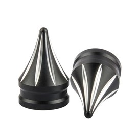 Hoprousa Front Axle Blocks for '08-later Touring CNC Chrome Black Axle Cover Road King Street Glide Road Glide Wheel Caps (CNC Front)