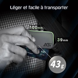 AGI ED238 1TB Portable SSD, USB-C USB 3.2 Gen 2, External NVMe, Read Speeds up to 1050MB/s, Compatible with PC, Windows, Mac, Linux and Android - Iron Grey