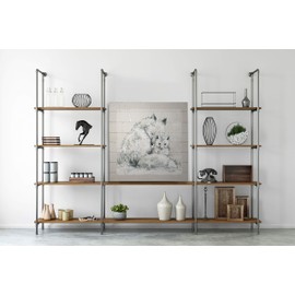 WEXFORD HOME Sketchy Mother and Baby Fox Gallery Wrapped Canvas Wall Art, 24x24