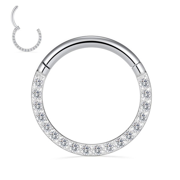 hengkaixuan 16G CZ Nose Rings Septum Clicker 316L Surgical Steel