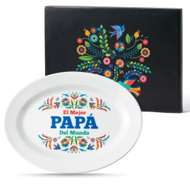 R HORSE Papa Gift - El Mejor Papa Del Mundo Oval Platter in Spanish, Gift for Dad in Spanish, Regalo del Día del Padre, Fathers Day Regalo Dia Birthday Christmas Navidad Present for Papa Father