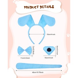 Puppy Dog Costume Set Puppy Ears Headband Puppy Bowtie Puppy Fake Nose Tail Animal Dog Costume Accessories for Carnival World Book Day Animal Cosplay Party (Blue)