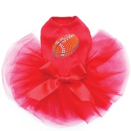 Football (Orange #2) - Bling Rhinestone Dog Tutu Dress, M Red