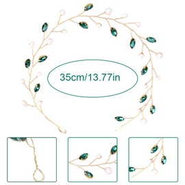 LuLiyLdJ Hair Accessories Green Headpiece Gold Hair Jewellery Hair Accessories Wedding Gold Hair Wreath Wedding Flower Jewellery Hair for Bridesmaid and Flower Girl