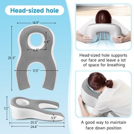 anzhixiu Memory Foam Face Down Pillow After Eye Surgery- Whole BBL Pillow Face Down for Stomach Sleep, Massage-Gray