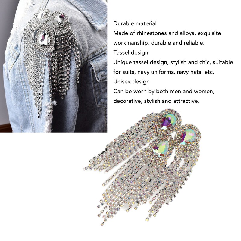 Rhinestone Tassel Shoulder Epaulet Decorative Shoulder Board Badge DIY Exquisite